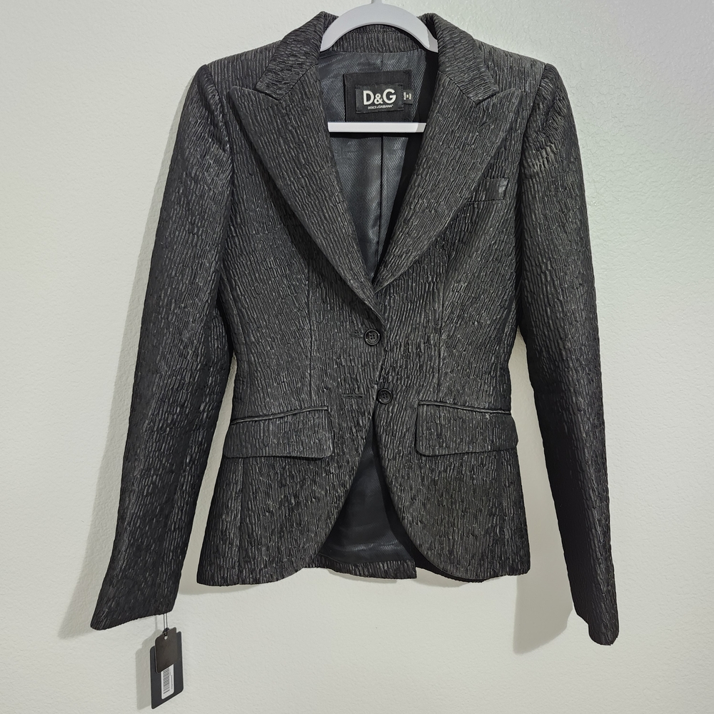 DOLCE & GABBANA Black Tailored 3d Textured Tuxedo Jacket